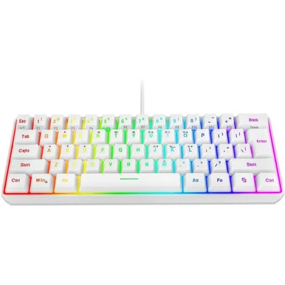 60% Wired Gaming Keyboard, 61 Keys RGB Backlit Wrist Rest Ultra-Compact Mini